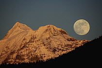 Mount Jackson with full moon, Glacier National Park, Montana