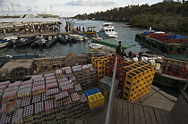 Unloading cargo on the dock, Puerto Ayora, Santa Cruz Island, Galapagos Islands, Ecuador