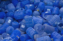 Plastic bottles in recycling plant, Santa Cruz Island, Galapagos Islands, Ecuador