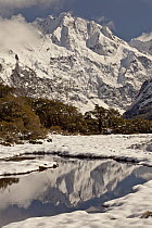 Winter reflection, Darran Mountains, seen from Key Summit, Fjordland National Park, New Zealand