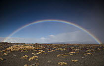 Rainbow over Rangipo Desert near Mount Ruapehu, Tongariro National Park, New Zealand