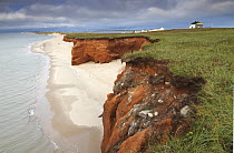 Sandstone cliffs and Gulf of Saint Lawrence, Magdalen Islands, Quebec, Canada