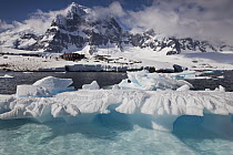 Iceberg in front of Port Lockroy base and museum, Wiencke Island, Antarctic Peninsula, Antarctica