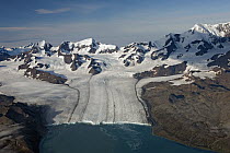 Nordenskjold Glacier with Allardyce Range showing medial moraine and glacial foot, South Georgia Island