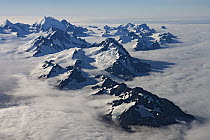 Mountain range in clouds, South Georgia Island