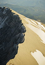Aerial view of crater rim on south slope of Mount St Helens, Mount St Helens National Volcanic Monument, Washington