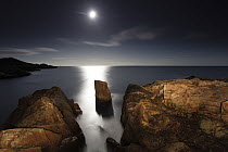 Moonlit coast of Cape Breton Island, Nova Scotia, Canada