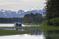 House along lake shore, Yakutat Bay, Yakutat, Alaska