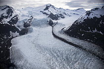 Fassett Glacier showing medial moraine, Brabazon Range, Tongass National Forest, Yakutat, Alaska