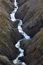 Split Creek cascading down Brabazon Range above the Alsek River, Tongass National Forest, Yakutat, Alaska