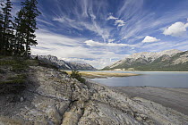 Abraham Lake created by Bighorn Dam on the North Saskatchewan River, Jasper National Park, Alberta, Canada