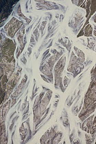 Cline River showing heavy siltation and braiding, Jasper National Park, Alberta, Canada