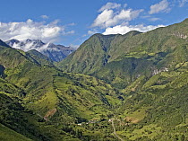 Valley and mountains in Verdecocha Ecological Reserve, western slope of Andes, Ecuador