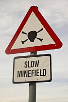 Minefield road sign, Falkland Islands