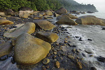 Granite boulders on coastline, Tanjung Datu National Park, Sarawak, Borneo, Malaysia