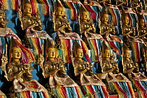 Small golden Buddhas inside Amarbayasgalant Monastery, Selenge, northern Mongolia