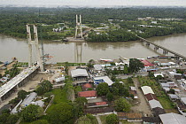 Bridge being built across Napo River to connect the town of Coca with Yasuni National Park, Amazon, Ecuador