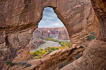 Natural arch with river valley in the background, Canyon de Chelly National Monument, Arizona **Digital Composite**