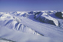 Glacier tracks between mountains, Canada