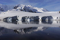 Snow-covered coastal landscape, Lemaire Channel, Antarctic Peninsula, Antarctica