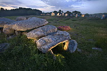 Dolmen tombs at dusk, Carnac, Brittany, France