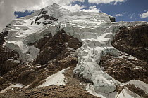Retreating hanging glaciers from summit Cerro Cuyoc, Cordillera Huayhuash, Andes, Peru
