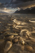 Tasman Valley river flats at dawn, Mount Cook National Park, Canterbury, New Zealand