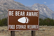 Bear warning sign, Grand Teton National Park, Wyoming