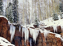 Frozen waterfall in winter, San Juan Mountains, Colorado
