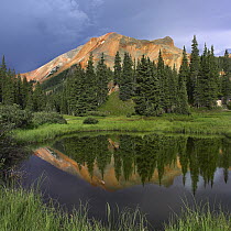 Red Mountain reflected in pond, San Juan Mountains, Colorado