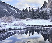 Boulder Mountains and Summit Creek in winter, Idaho