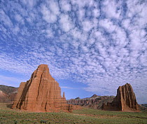 Sandstone formations, Temples of the Sun and Moon, Capitol Reef National Park, Utah