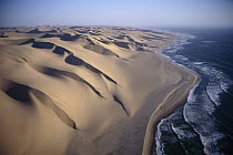 Aerial view of sand dunes along the Skeleton Coast, Walvis Bay, Namibia