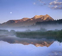 Moon over Sawtooth Range, Sawtooth National Recreation Area, Idaho