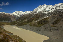 East face of Mount Sefton above Hooker Valley and glacial lake, Mount Cook National Park, Canterbury, New Zealand
