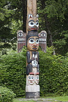Kadjuk Bird Pole carved by the Tlingit people, Totem Bight State Historical Park, Ketchikan, Alaska