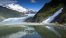 Tourists at Nugget Falls, Mendenhall Glacier, Auke Bay, Juneau, Alaska