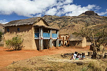 Children in front of house, Tsaranoro Valley, southern Madagascar