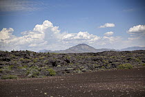 Cinder rocks and old lava flow, Craters of the Moon National Monument, Idaho
