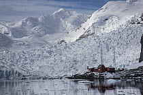 Almirante Brown Research Station at foot of glacier, Paradise Bay, Antarctic Peninsula, Antarctica