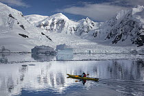 Kayaker, Paradise Bay, Antarctic Peninsula, Antarctica