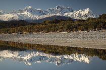 Mount Tasman, Mount Cook, and Mount La Perouse covered with snow, South Island, New Zealand