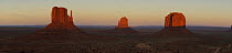 Mittens being illuminated by light, Monument Valley Navajo Tribal Park, Arizona