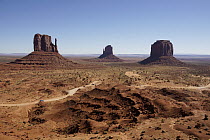Mittens in desert, Monument Valley Navajo Tribal Park, Arizona