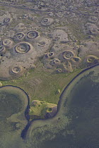 Craters along shore of Myvatn Lake, northern Iceland