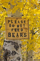 Please do not feed bears warning sign, Manti la Sal National Forest, Utah