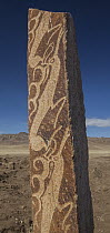 Bronze Age carvings in granite pillars called the Ushigiinor Deer Stones, Muren, Mongolia