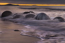Boulders in winter, Moeraki Beach, Otago, New Zealand