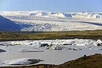 Glacial lagoon with glacier in background, Vatnajokull National Park, Iceland