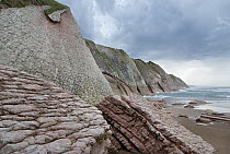Coastal rocks and beach, Basque Country, Spain